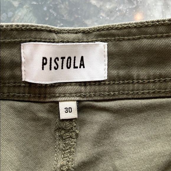 Pistola Cropped Wide Leg Ankle Length Jeans Green Grunge Casual Bohemian 30 - Picture 8 of 13